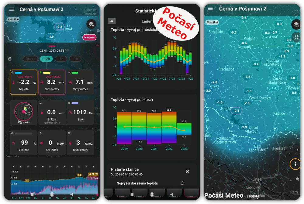 Aplikace Počasí Meteo